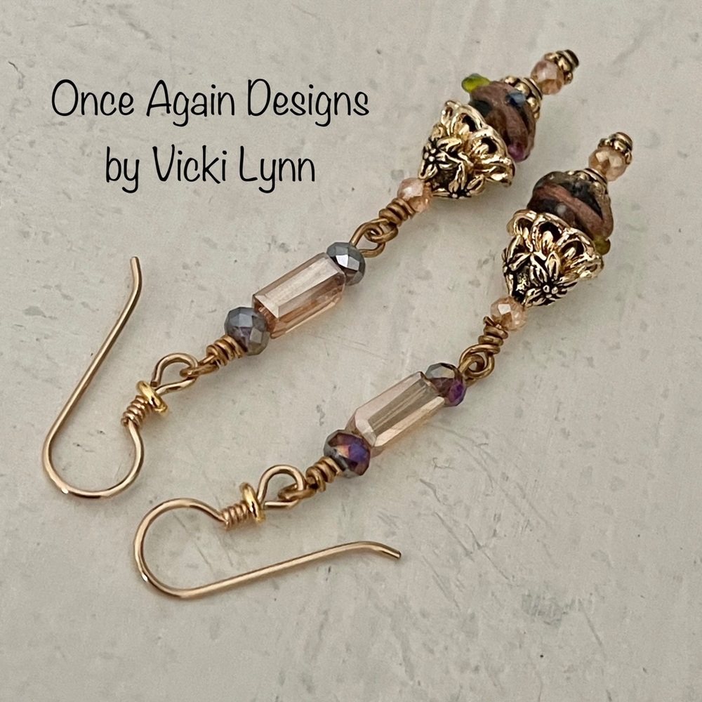 ARTISAN Earrings - “Take the Cake” Victorian Dangles - Picture 4 of 14